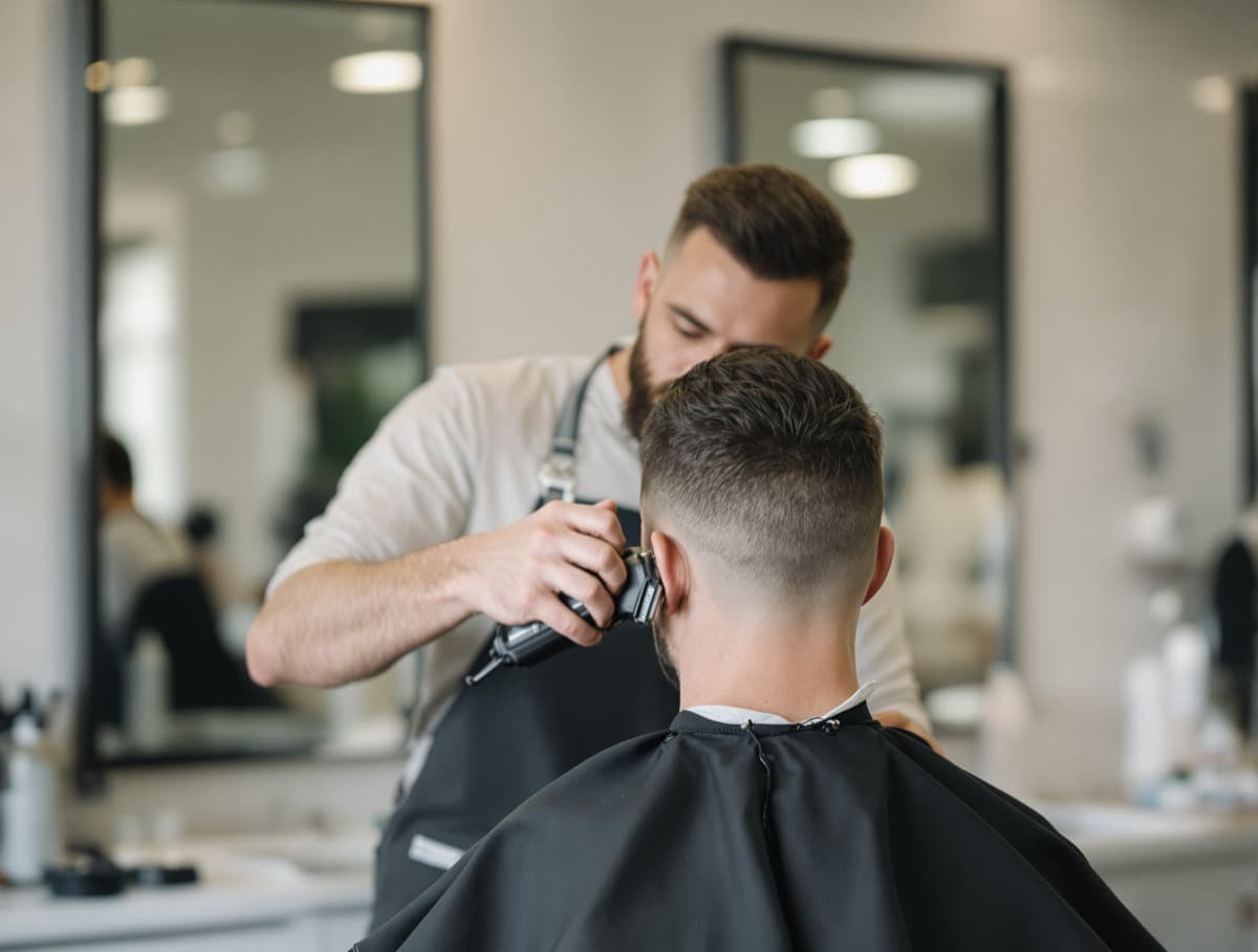 Un barbier au travail dans son salon